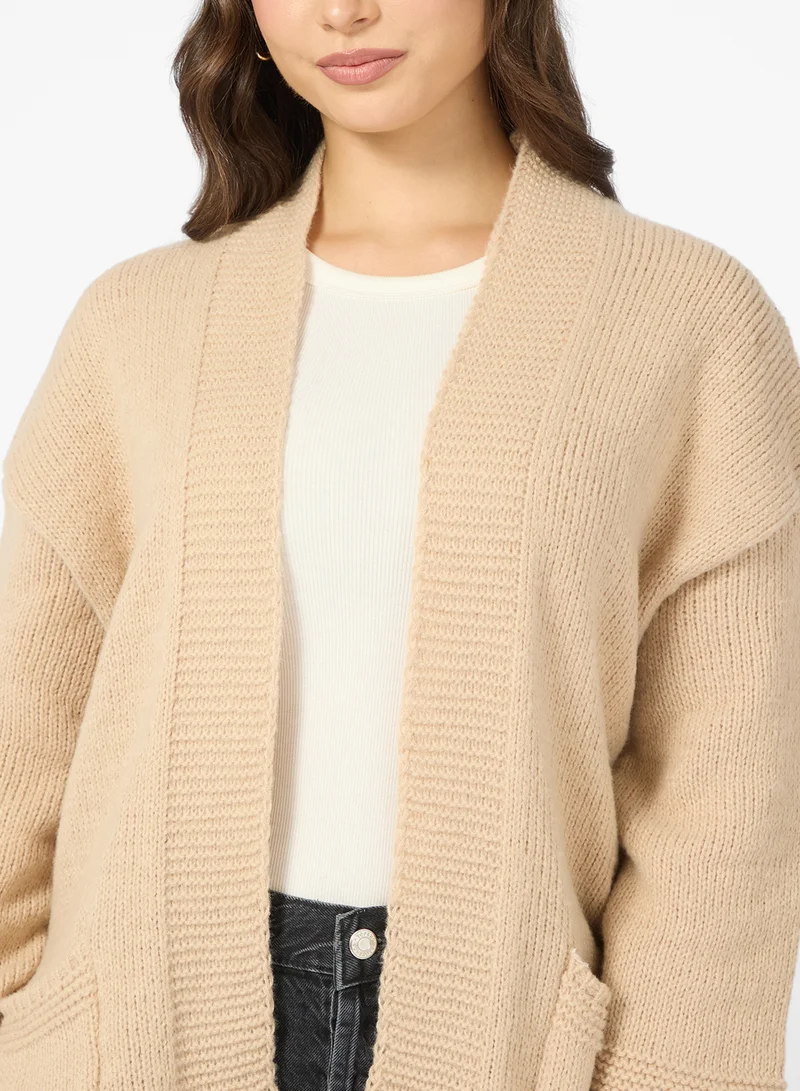 Ginger Knitted Longline Cardigan with Pockets