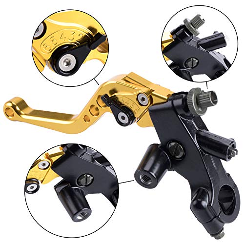 MRELC Universal Motorcycle 7/8" 22mm Handlebar Brake Master Cylinder Clutch Lever CNC Left & Right Set Compatible with Harley Honda Kawasaki Suzuki Yamaha（ Piston Diameter 12.7mm (Gold) - Image 3