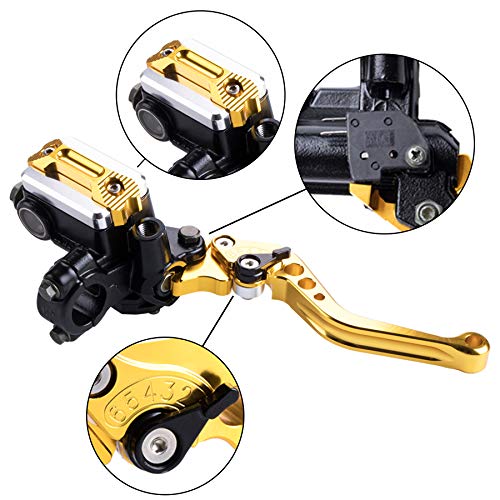 MRELC Universal Motorcycle 7/8" 22mm Handlebar Brake Master Cylinder Clutch Lever CNC Left & Right Set Compatible with Harley Honda Kawasaki Suzuki Yamaha（ Piston Diameter 12.7mm (Gold) - Image 2