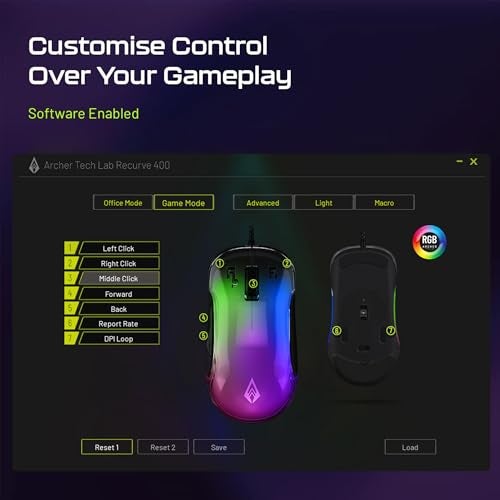 Archer Tech Lab Wired Gaming Mouse,Precise Tracking, Rapid Response with Sunplus Sensor, Adjustable 12000 DPI, 8 Programmable Buttons, Huyu Switches, RGB Backlit| for PC/Mac (Recurve 400-Transparent) - Image 3