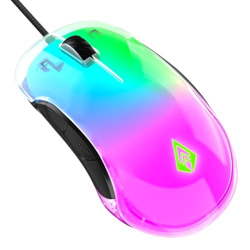 Archer Tech Lab Wired Gaming Mouse,Precise Tracking, Rapid Response with Sunplus Sensor, Adjustable 12000 DPI, 8 Programmable Buttons, Huyu Switches, RGB Backlit| for PC/Mac (Recurve 400-Transparent) - Image 1