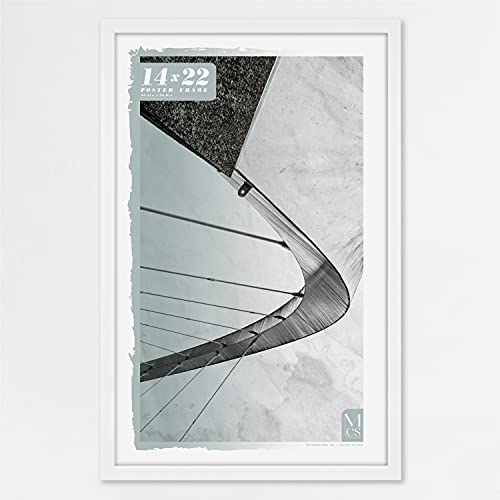 MCS MCS Foundation 14x22 Poster Frame Traditional White Vertical  Horizontal Wall Hanging Large Picture Frame for Photos Posters  Art Prints 1Pack 