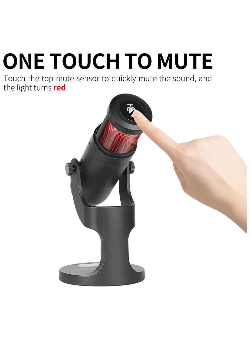 ميكروفون الألعاب، ميكروفون USB مكثف للبودكاست مع إضاءة RGB، مستشعر النقر لكتم الصوت، نمط قطبي قلبي للألعاب، والبث، والبودكاست، وتويتش، ويوتيوب، والديسكورد - Image 5