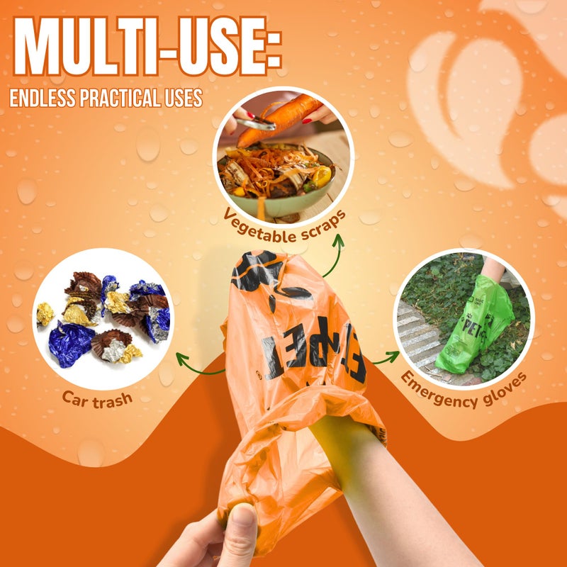 Pet N Pet 1080 Counts Orange Poop Bags for Dogs, 41% Plant Based & 59% PE Extra Thick Dog Poop Bags Rolls, 9" x 13", Unscented Pet Waste Bag - Image 5