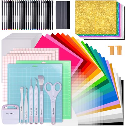GO2CRAFT All-in-One Accessories Bundle, 90Pcs Ultimate Tools and Accessories with Vinyl, Weeding Tools, Transfer Tape, Crafting Starter Kit - Image 1