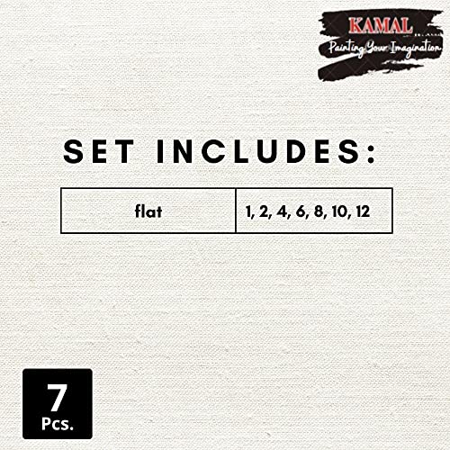 KAMAL FLAT MAROON HANDLE GOLDEN Synthetic hair Taklon Paint Brushes for Oil, Nail, Artist Acrylic Painting - Set of 7 - Image 5
