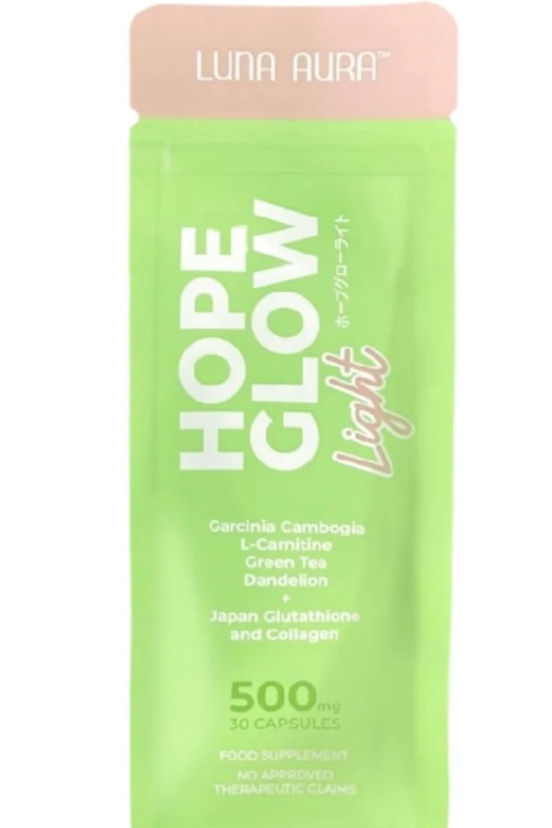 LUNA AURA HOPE GLOW Light  -Green Tea Dandelion+Japan Glutathione and Collagen500mg 30CAPSULES - Image 1