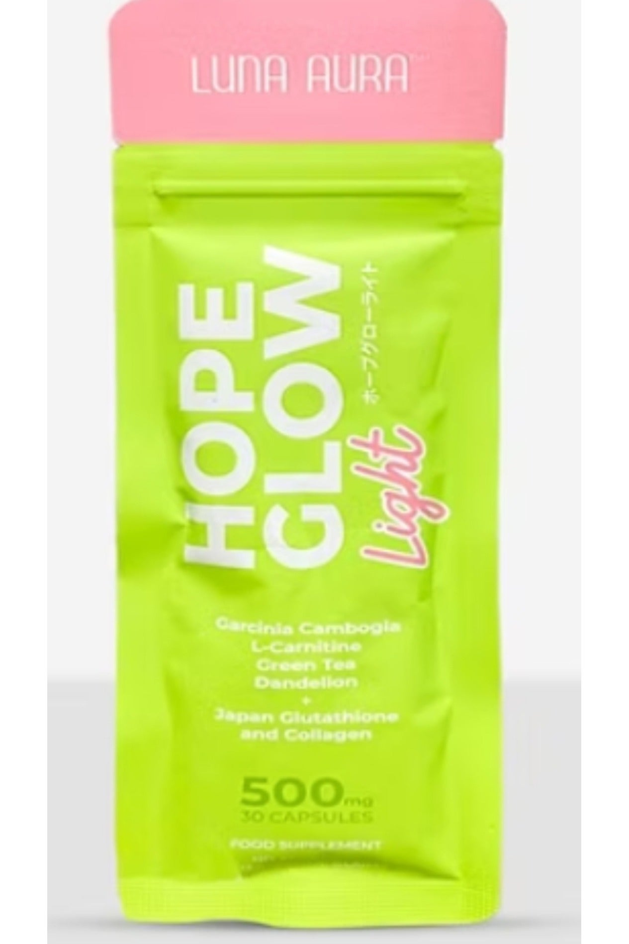 LUNA AURA LUNA AURA HOPE GLOW Light -Green Tea Dandelion+Japan Glutathione and Collagen500mg 30CAPSULES | Best Price KSA