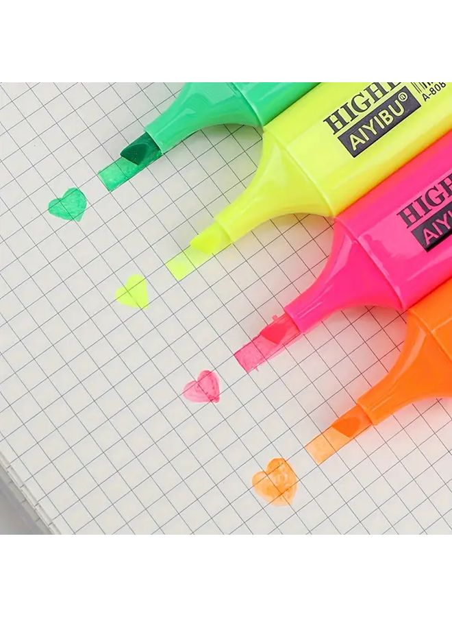 4 Color Fluorescent Highlighter Markers Set Large Capacity For Note Taking - Image 1