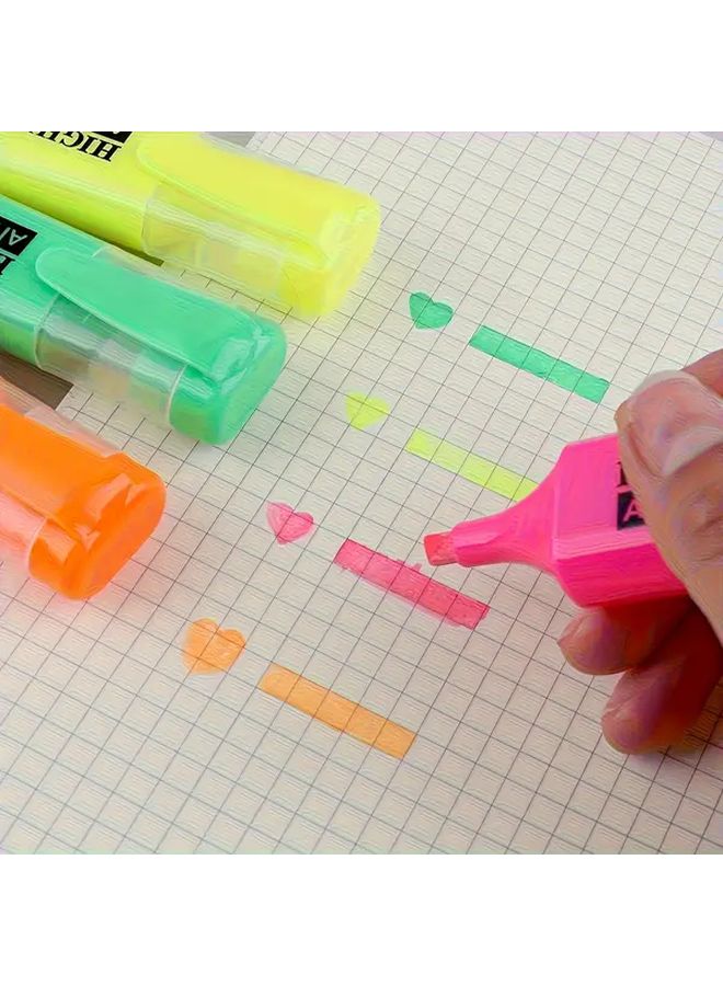 4 Color Fluorescent Highlighter Markers Set Large Capacity For Note Taking - Image 4