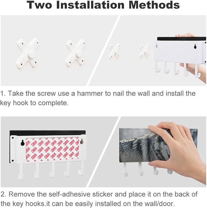 حامل مفاتيح جدار الذئب العاوي 5 خطافات منظم مفاتيح من جلد البولي يوريثان تخزين المدخل هدية تزيين المنزل - Image 4