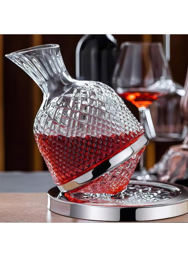 كيل › مصفق نبيذ دوار — مصفق زجاجي كريستالي يدور 360 درجة لتهوية سريعة، زجاج سميك خالٍ من الرصاص، هدية أنيقة لمحبي النبيذ والمقتنين - Image 4