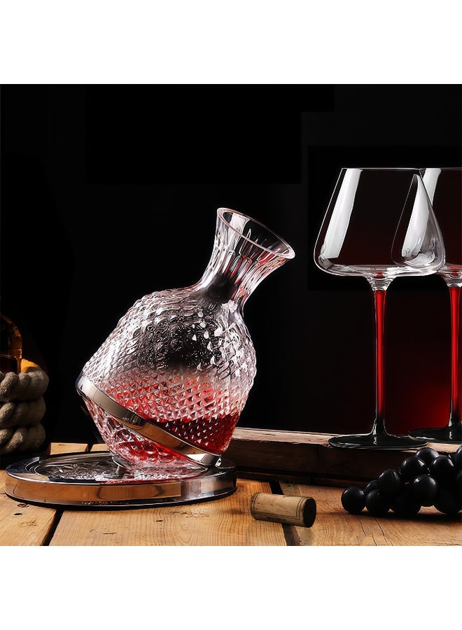 كيل › مصفق نبيذ دوار — مصفق زجاجي كريستالي يدور 360 درجة لتهوية سريعة، زجاج سميك خالٍ من الرصاص، هدية أنيقة لمحبي النبيذ والمقتنين - Image 5