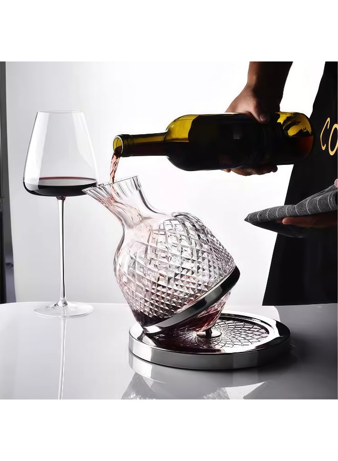 كيل › مصفق نبيذ دوار — مصفق زجاجي كريستالي يدور 360 درجة لتهوية سريعة، زجاج سميك خالٍ من الرصاص، هدية أنيقة لمحبي النبيذ والمقتنين - Image 3