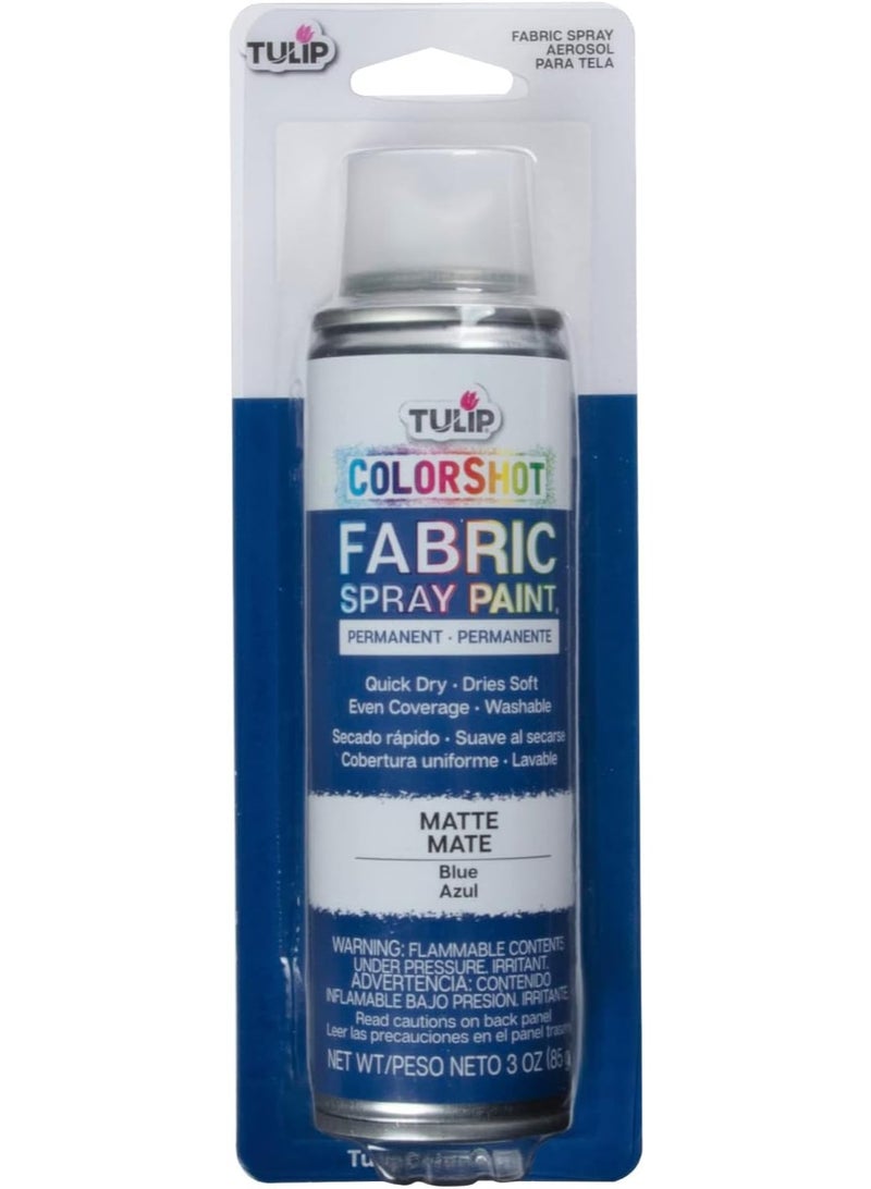 Tulip ColorShot Instant Fabric Spray Paint, Permanent Color Spray-On Fabric Paint, 3oz, Blue - Image 1