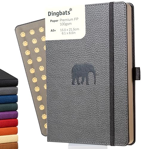 Dingbats Wildlife Lined Writing Journal Notebook A5 Vegan Leather Hardcover Ideal for Work Travel Pocket Elastic Closure Bookmark