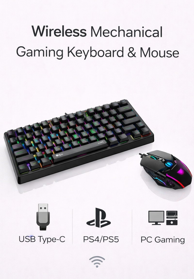 ASA KM75 Wireless Mechanical Keyboard and Mouse Combo – 75% Compact RGB Backlit Gaming Keyboard, Tri-Mode Connectivity (Bluetooth / 2.4G / USB-C), Quiet Mechanical Switches - Image 1