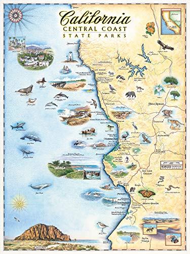 Xplorer Maps Central California Map Poster – 18x24 Vintage-Style Lithographic Print with Soy-Based Inks – Unique Gift for Travelers, Teachers, History Buffs – Made in USA Wall Art - Image 1