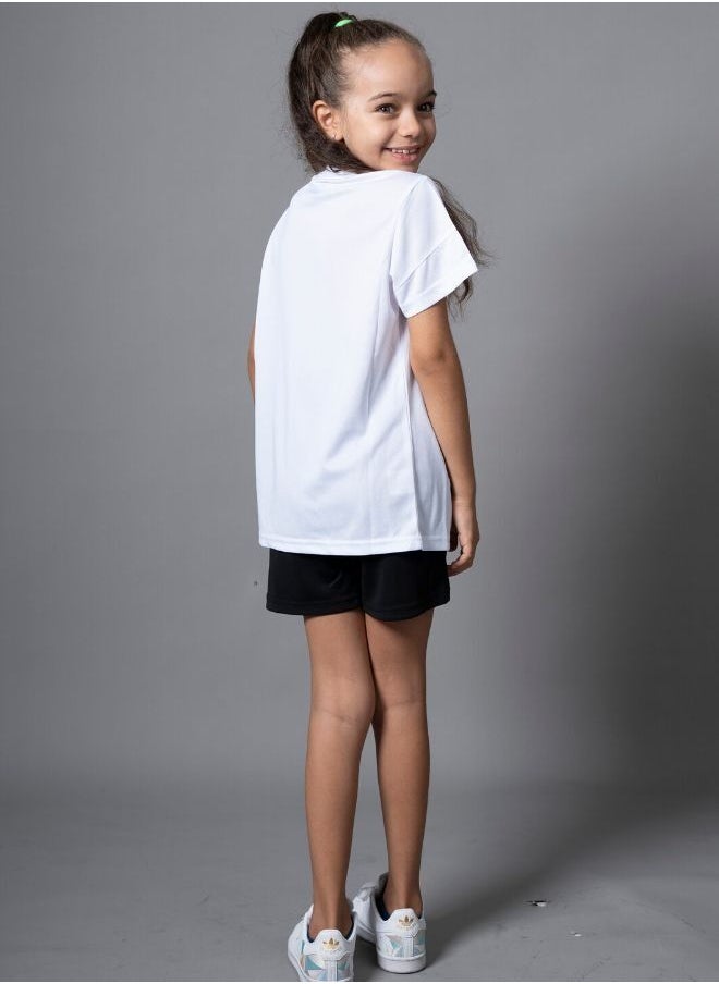 Mei Stylish Kids T-Shirt And Shorts-Short sleeve t-shirt and short sets for girls  - Image 3