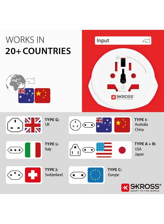 SKROSS Country Adapter World to Australia/China Travel Adapter for Travel to Australian Standard 1.500222, White, No USB - Image 3