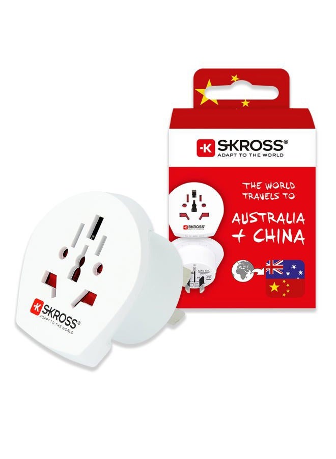 SKROSS Country Adapter World to Australia/China Travel Adapter for Travel to Australian Standard 1.500222, White, No USB - Image 1