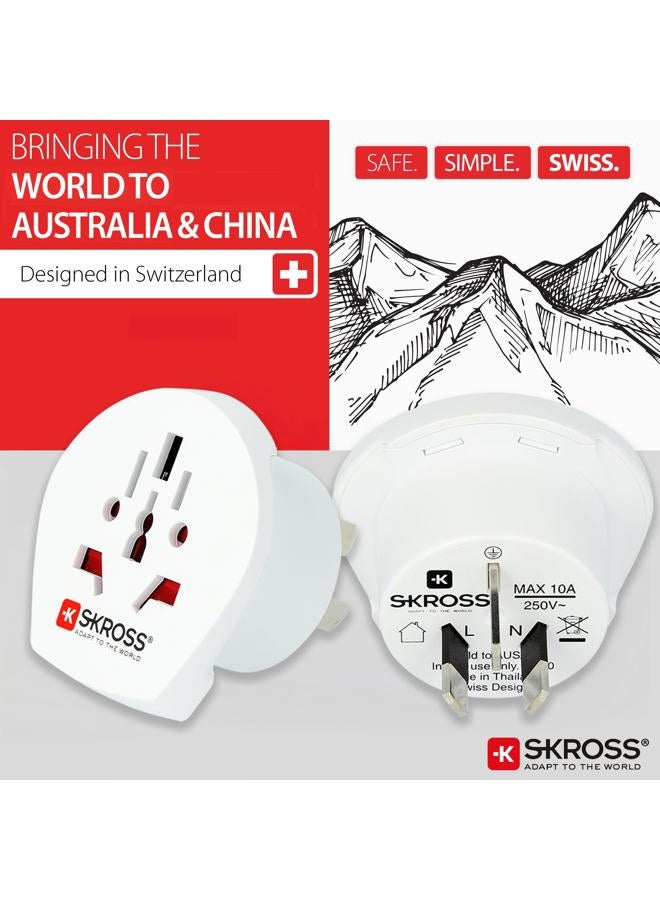 SKROSS Country Adapter World to Australia/China Travel Adapter for Travel to Australian Standard 1.500222, White, No USB - Image 2