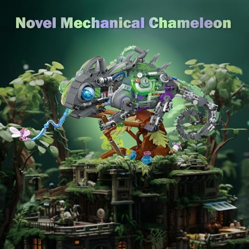 JMBricklayer Adult Building Sets Mechanical Chameleon 70124 Cool Rainforest Animals Collectible Display Model with Base Creative Design Building Toys Gifts for Adults Men Boys Girls 14 - Image 5
