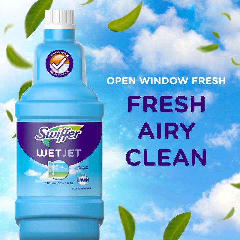 Swiffer Wetjet Hardwood Floor Mopping and Cleaning Solution Refills, All Purpose Cleaning Product, Open Window Fresh Scent, 1.25 Liter, 2 Pack (Packaging may vary) - Image 4