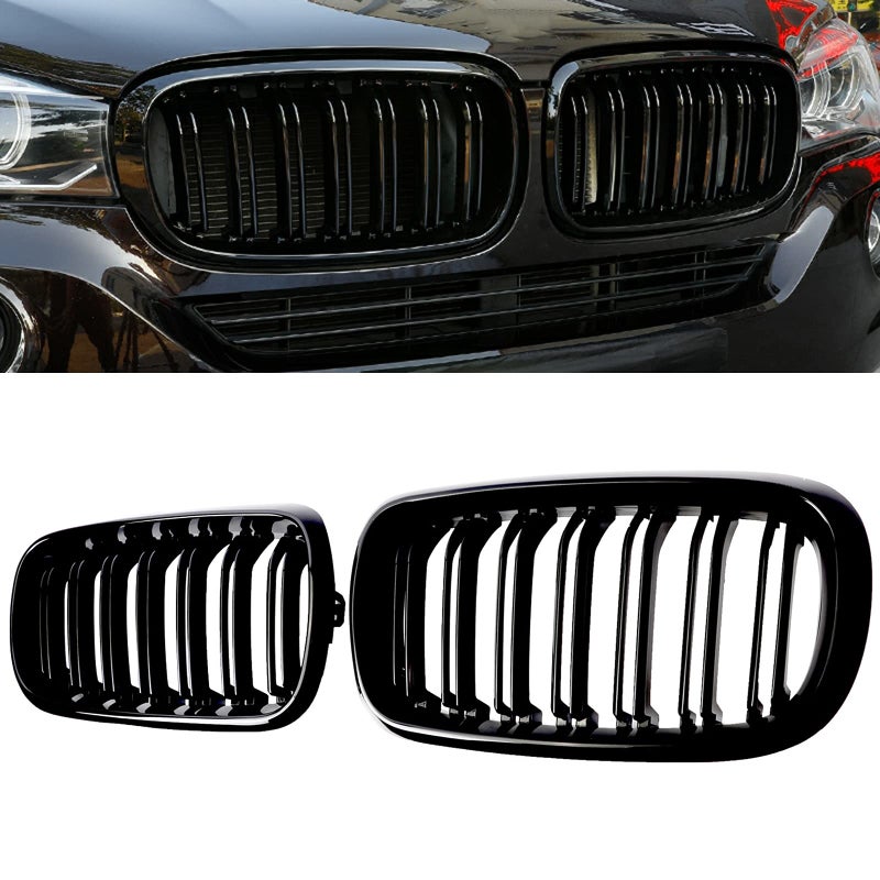 BILLDIO X5 F15 GrilleGloss Black Kidney Grill Fit 20142018 X5 F15 X6 F16 X5M F85 X6M F86 Dual Slat Double Line