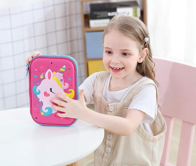 Surpop Pencil Case for Girls, 3D Cute EVA Unicorn Pen Pouch Stationery Box Anti-Shock Large Capacity Multi-Compartment for School with 4 unicorn pens - Image 5