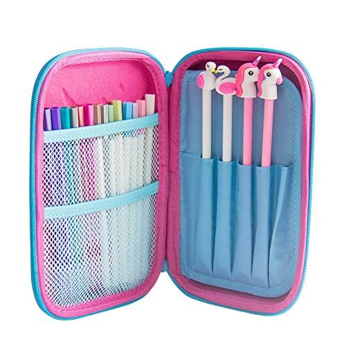 Surpop Pencil Case for Girls, 3D Cute EVA Unicorn Pen Pouch Stationery Box Anti-Shock Large Capacity Multi-Compartment for School with 4 unicorn pens - Image 3