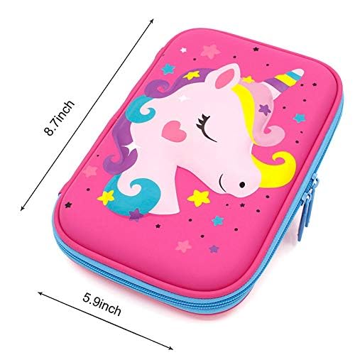Surpop Pencil Case for Girls, 3D Cute EVA Unicorn Pen Pouch Stationery Box Anti-Shock Large Capacity Multi-Compartment for School with 4 unicorn pens - Image 2