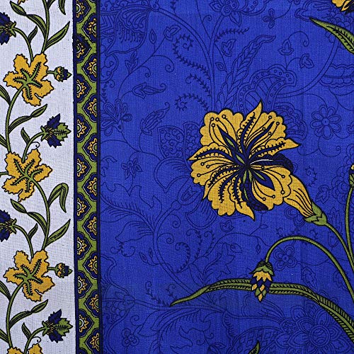 Ealth Kart Cotton Floral Comfort 151 TC Rajasthani Jaipuri Traditional King Size 1 Double Bedsheet with 2 Pillow Covers - Blue, Queen - Image 4