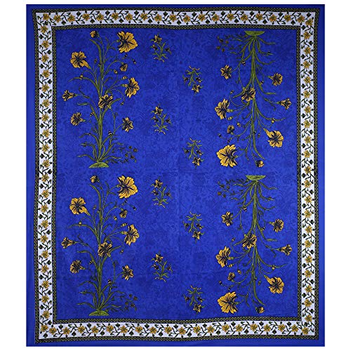 Ealth Kart Cotton Floral Comfort 151 TC Rajasthani Jaipuri Traditional King Size 1 Double Bedsheet with 2 Pillow Covers - Blue, Queen - Image 3