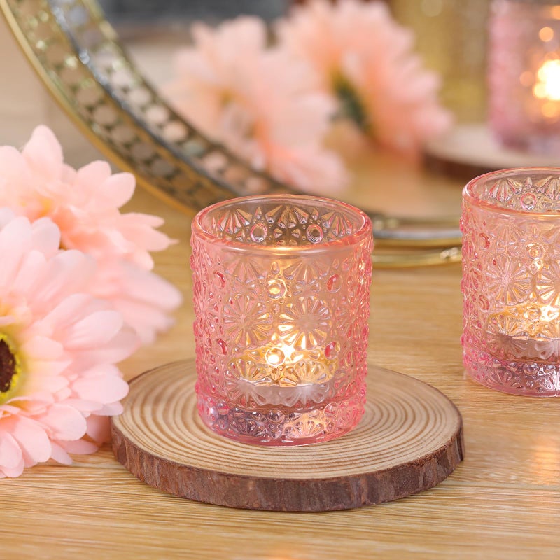 Lanttu Pink Votive Candle Holder Set of 36, Flower Tea Lights Candles Holders for Wedding Table Centerpieces, Birthday Parties, Anniversary, Pink Bridal Shower and Holiday Decorations - Image 5