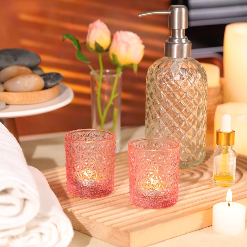 Lanttu Pink Votive Candle Holder Set of 36, Flower Tea Lights Candles Holders for Wedding Table Centerpieces, Birthday Parties, Anniversary, Pink Bridal Shower and Holiday Decorations - Image 4
