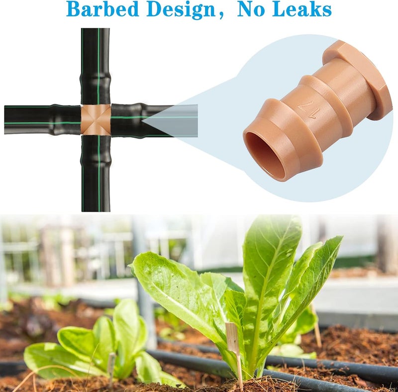 Arfun Drip Irrigation Parts Cross Connector, 12 Pack Drip Irrigation Four Way Line Connector Fittings Fits for 1/2" inch Drip Tubing Barbed Irrigation Fittings for Patio Lawn Garden - Image 3