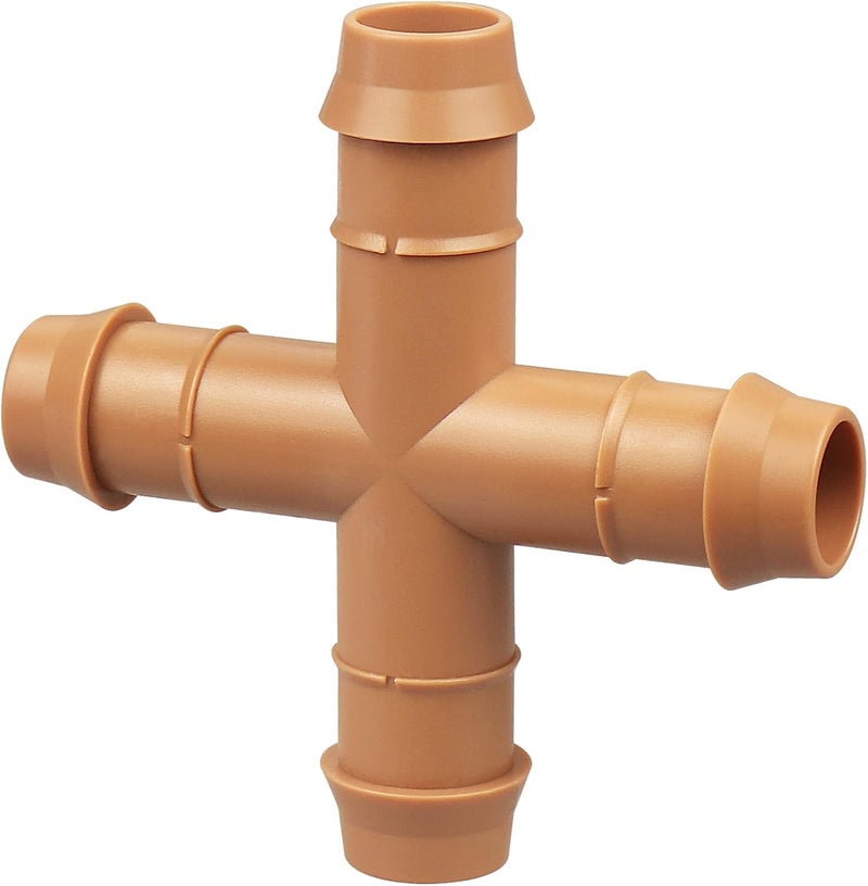 Arfun Drip Irrigation Parts Cross Connector, 12 Pack Drip Irrigation Four Way Line Connector Fittings Fits for 1/2" inch Drip Tubing Barbed Irrigation Fittings for Patio Lawn Garden - Image 1