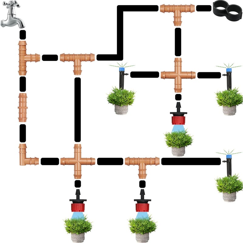 Arfun Drip Irrigation Parts Cross Connector, 12 Pack Drip Irrigation Four Way Line Connector Fittings Fits for 1/2" inch Drip Tubing Barbed Irrigation Fittings for Patio Lawn Garden - Image 5