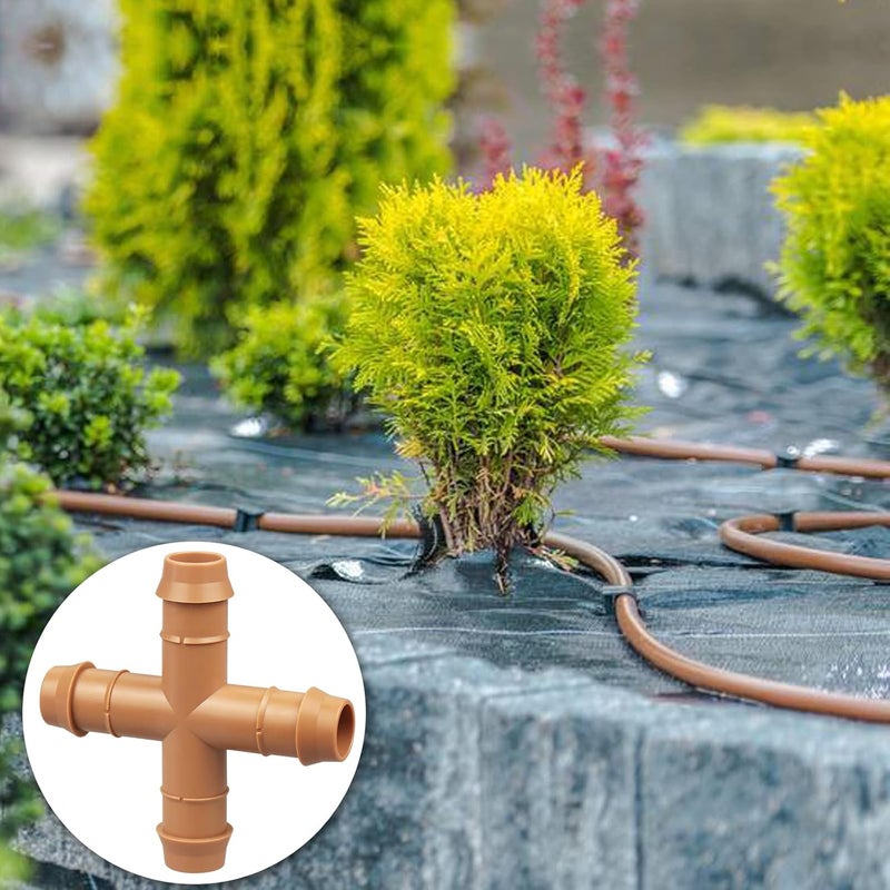 Arfun Drip Irrigation Parts Cross Connector, 12 Pack Drip Irrigation Four Way Line Connector Fittings Fits for 1/2" inch Drip Tubing Barbed Irrigation Fittings for Patio Lawn Garden - Image 4