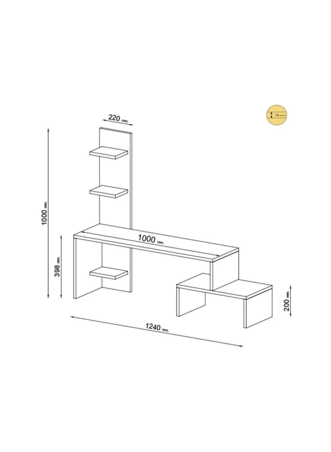 ريترو RA-U22 ترابيزة تلفزيون30×124×100سم - أبيض و خشبي - Image 4