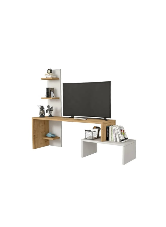 ريترو RA-U22 ترابيزة تلفزيون30×124×100سم - أبيض و خشبي - Image 2