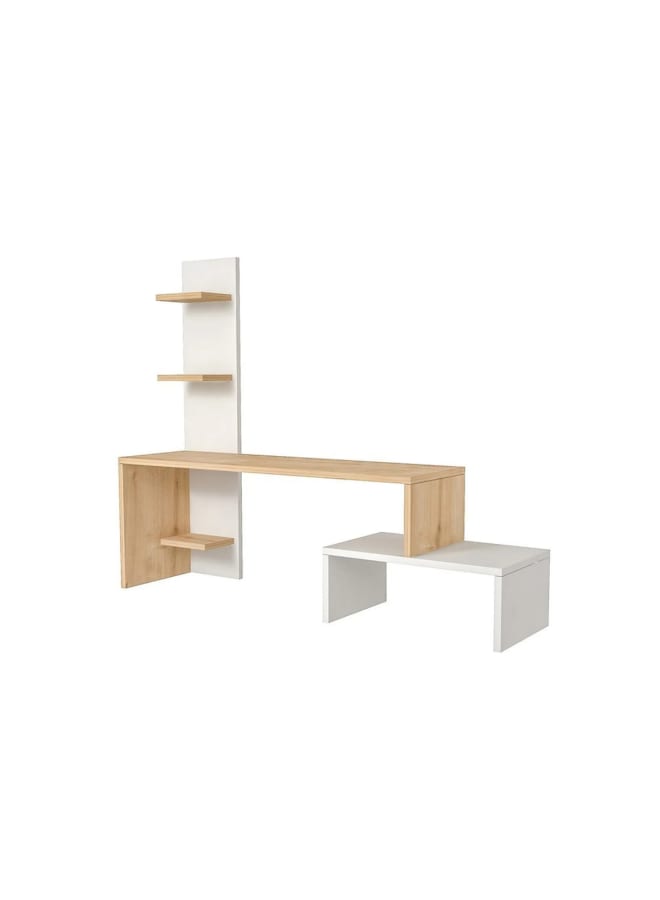 ريترو RA-U22 ترابيزة تلفزيون30×124×100سم - أبيض و خشبي - Image 3