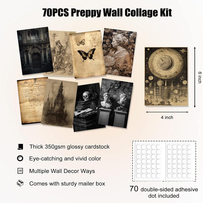 KBKBART Dark Academia Wall Collage Kit - 70 Vintage Posters - Image 2