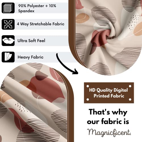 BRIDA Stretchable Floral Geometric Printed Dining Chair Seat Covers Elastic Chair Seat Case Protector, Slipcovers (Abstract Circles, 6 Seat Cover) - Image 4