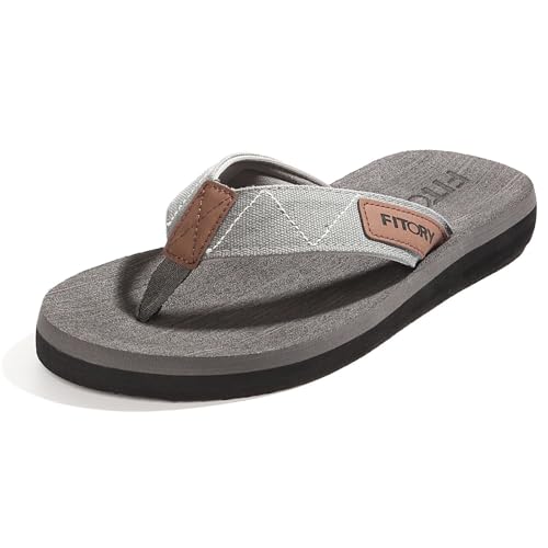 FITORY Men's Flip-Flops, Thongs Sandals Comfort Slippers for Beach Gray Size 9 - Image 1