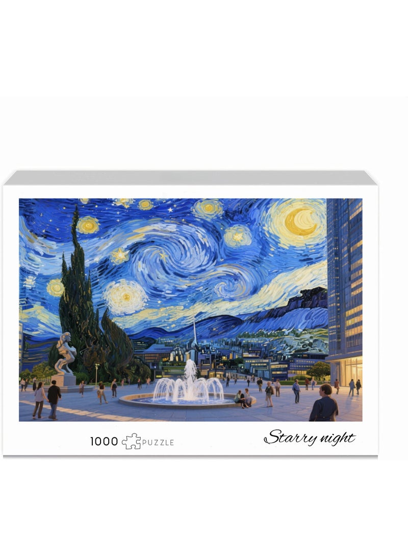 1000 pieces of Van Gogh style puzzle, star moon night theme puzzle, creative design patterns, rich and colorful artistic experience, puzzle leisure, suitable for adults and children - Image 2