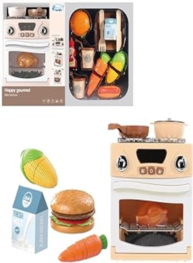 Bluebird Kids Kitchen Playset, Wooden Cookware Pretend Cooking Food Set with Removable Sink, Microwave, Pegs on The Wall, Top Display Shelf, Real Cooking Experience, for Toddler (Light Brown)