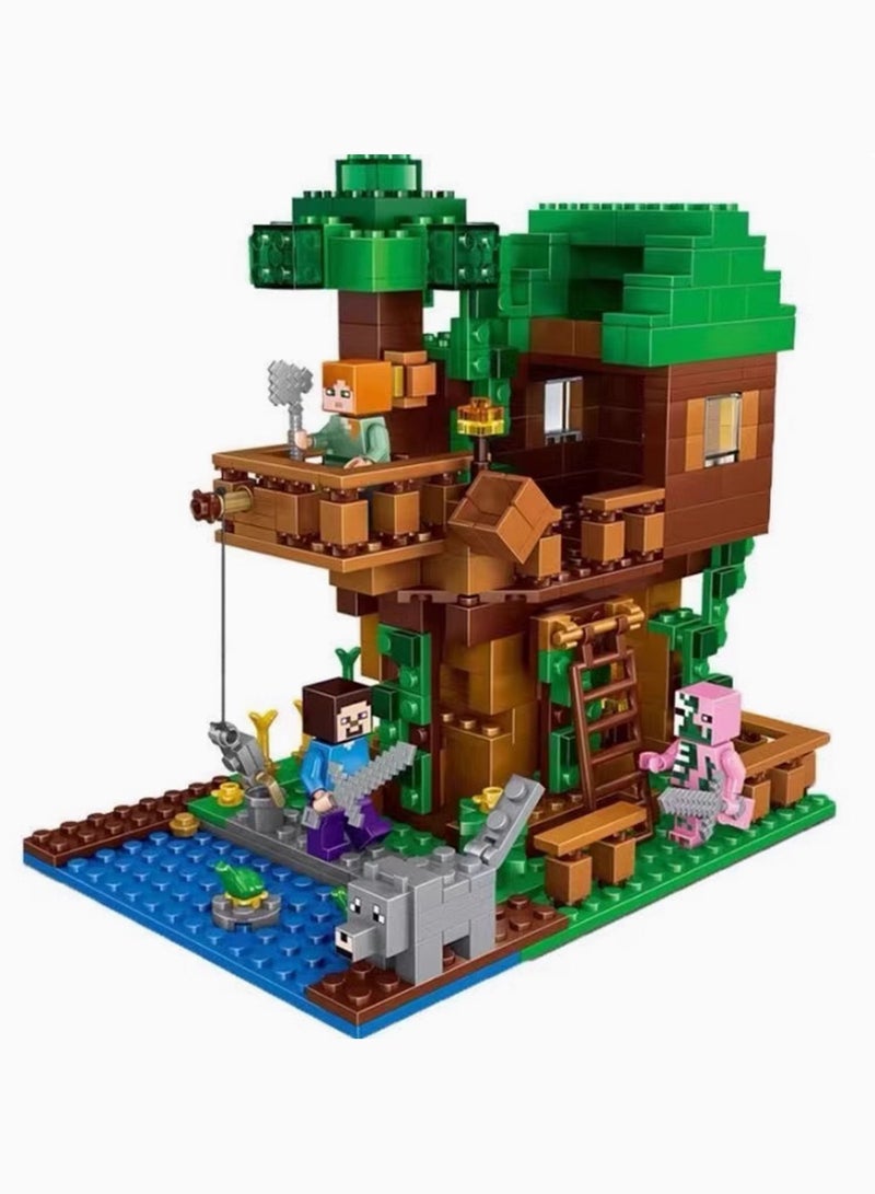 HILUKE Minecraft Game Blocks,The Deluxe Village Building Block Set with Children's Educational Game Accessories, Miniature World Building Toys Cube Construction, Puzzle Building Block Family Par - Image 2