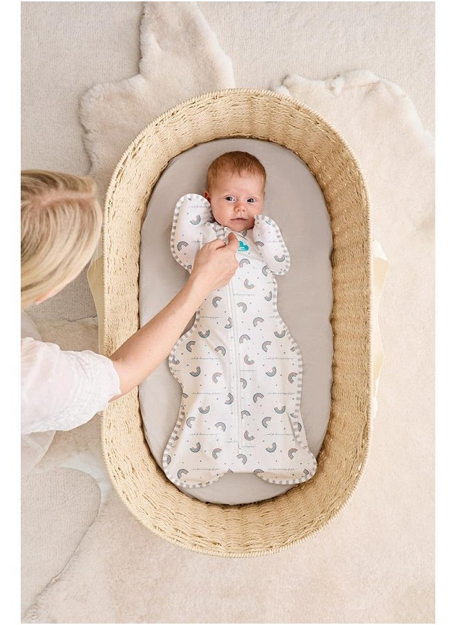 لاف تو دريم Love to Dream Swaddle UP، كيس نوم للأطفال، قماط ذاتي التهدئة للأطفال حديثي الولادة، يحسن النوم، مقاس مريح يساعد على تهدئة رد الفعل المفاجئ، أساسيات حديثي الولادة للطفل، 1.0 TOG، 13-19 رطلاً، Rainbow Dream  - Image 5